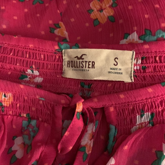 Hollister Sheer Summer Floral Keyhole Neck Tie Ragland Sleeve Cropped Top Sm - Picture 6 of 8